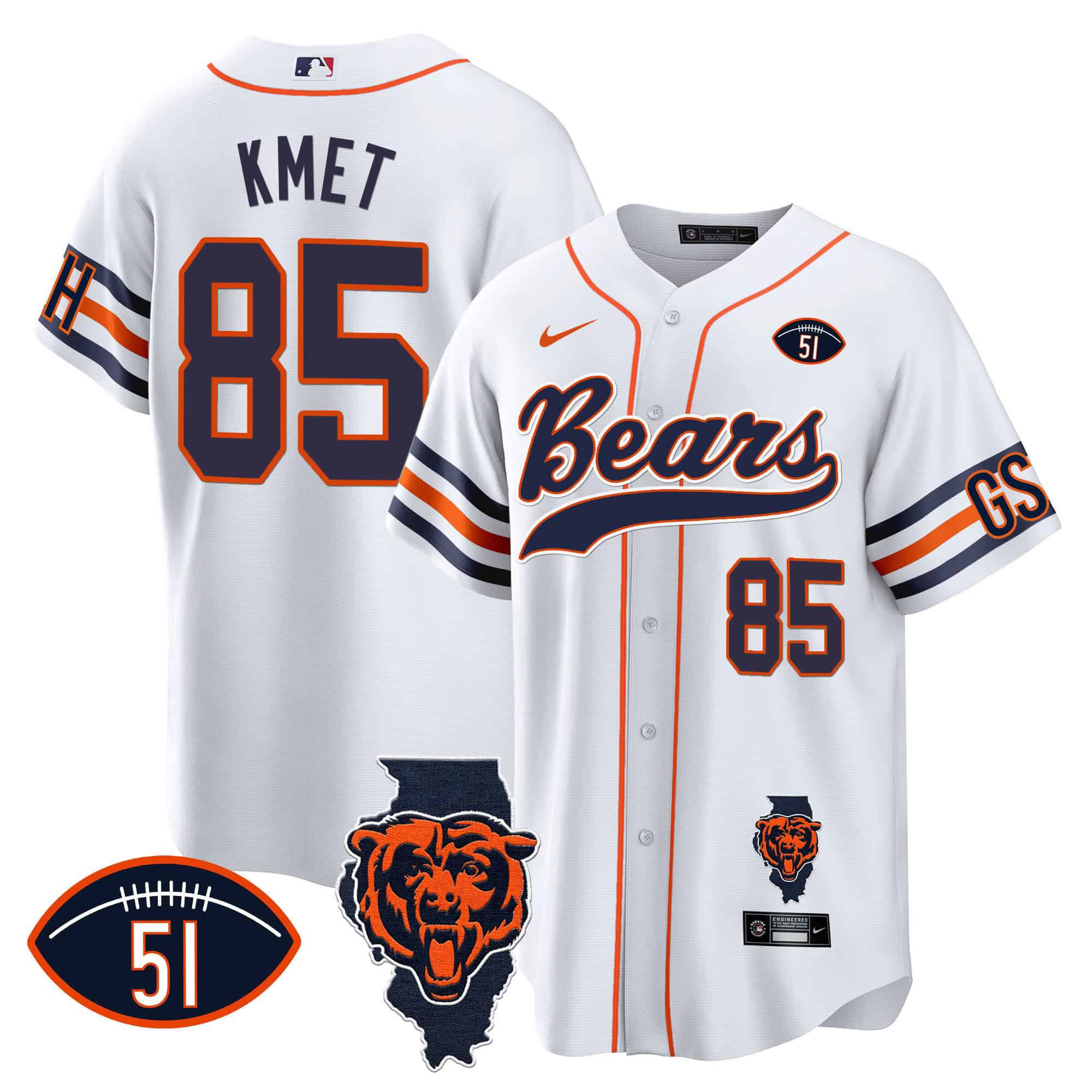 Men Chicago Bears #85 Kmet White 2024 Nike Patch Baseball NFL Jersey->indianapolis colts->NFL Jersey
